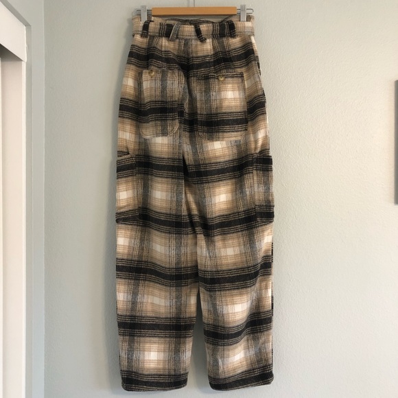 SOLD✨FREE PEOPLE Kye Wool Plaid High Rise Black Trousers Pants (Size 2) NWOT - Picture 6 of 8